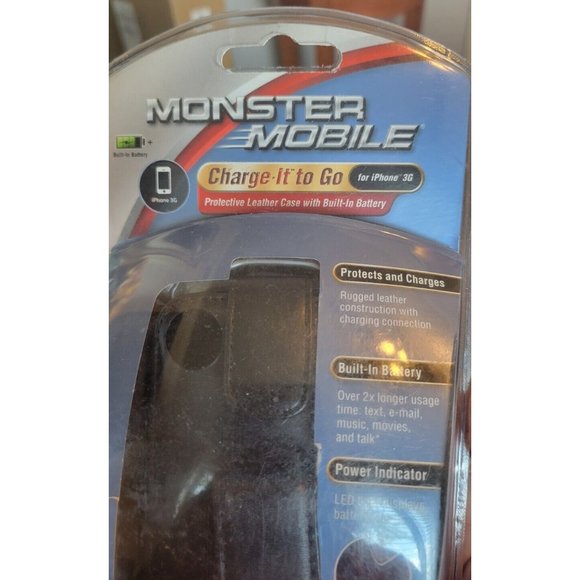 Monster Mobile Protective Leather Case with Built-In Battery For Iphone 3G, NIB - Picture 2 of 8